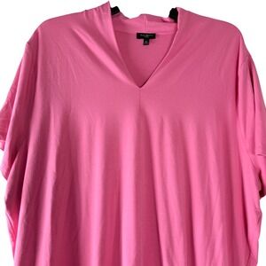 Talbots Woman Pink Jersey Top Plus‎ Size 3X Career Stretch V Neck Short Sleeve
